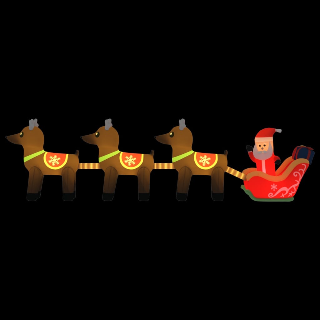 vidaXL Коледна надуваема украса Дядо Коледа и северни елени LED 138 см