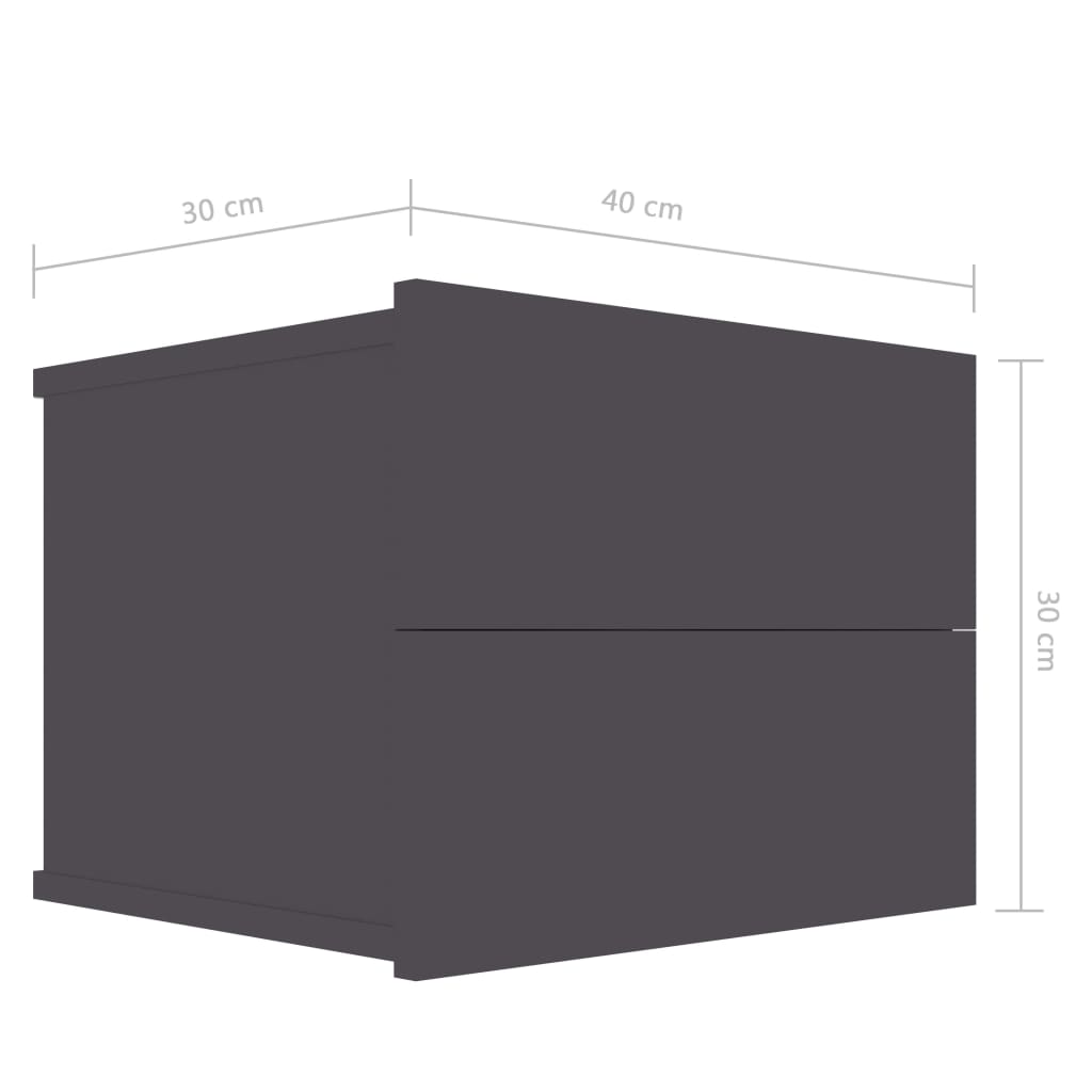 vidaXL Нощни шкафчета, 2 бр, сиви, 40x30x30 см, ПДЧ