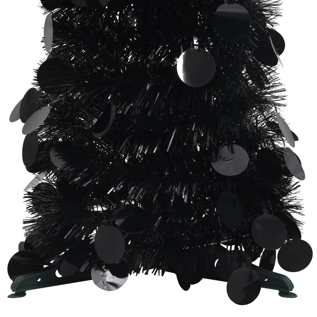 vidaXL Pop-up изкуствена коледна елха, черна, 180 см, PET