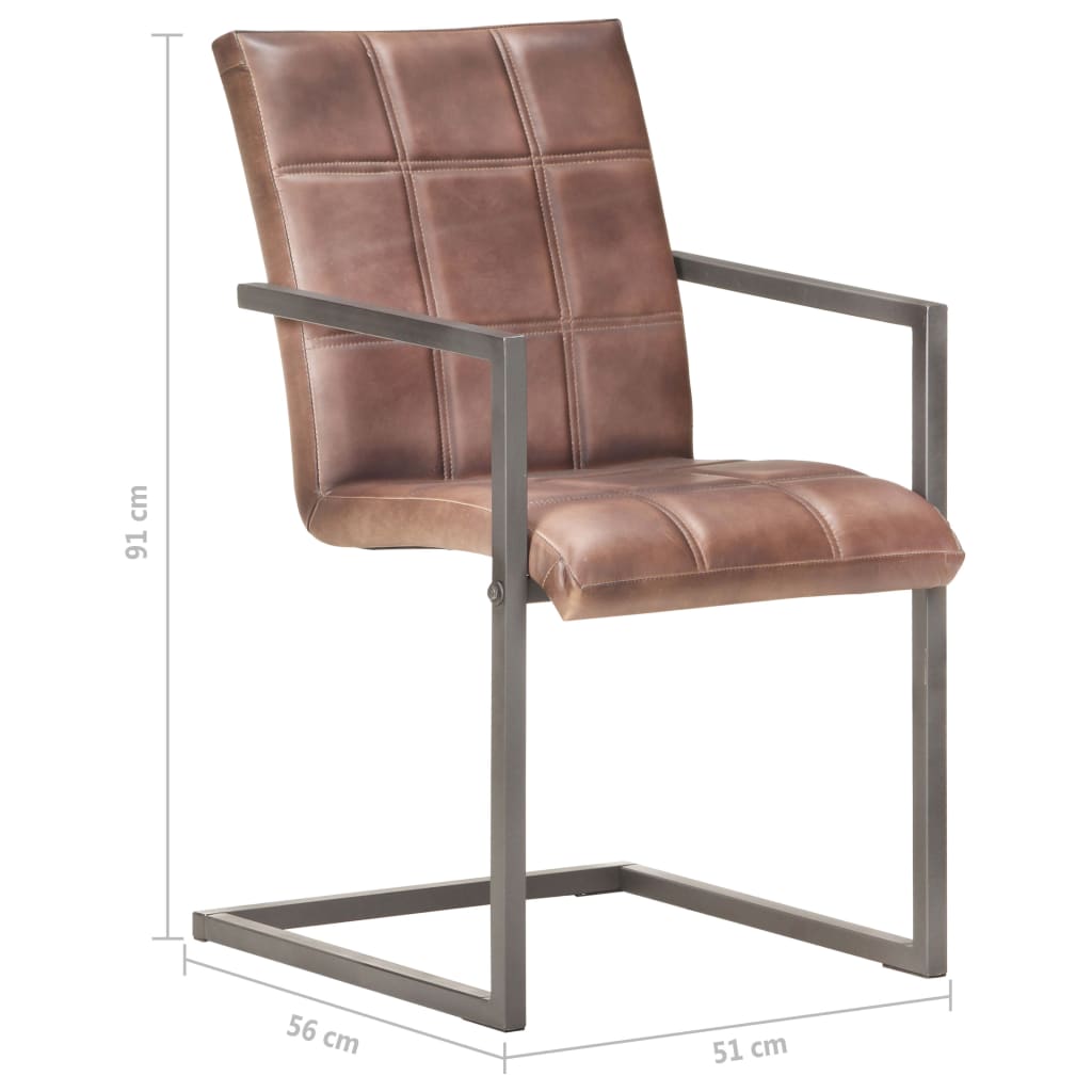 vidaXL Конзолни трапезни столове 6 бр състарено кафяво естествена кожа
