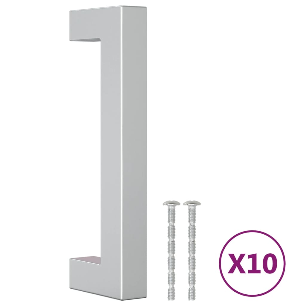 vidaXL Дръжки за шкафове, 10 бр, сребристи, 96 мм, неръждаема стомана