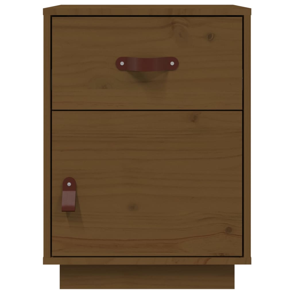 vidaXL Нощно шкафче, меденокафяво, 40x34x55 см, борово дърво масив