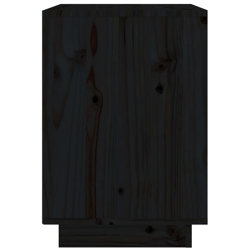 vidaXL Нощно шкафче, черно, 40x35x50 см, борово дърво масив