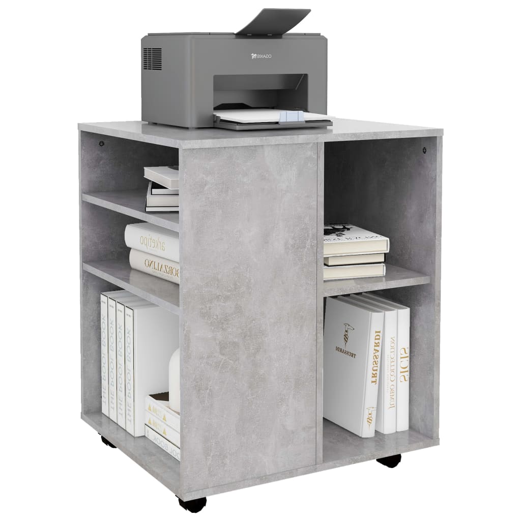 vidaXL Подвижен шкаф, бетонно сив, 60x53x72 см, ПДЧ