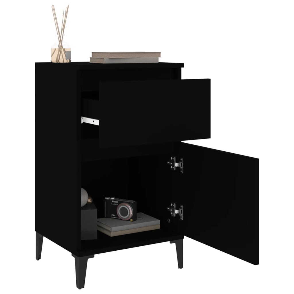 vidaXL Нощно шкафче, черно, 40x35x70 см