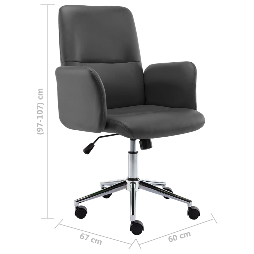 vidaXL Офис стол, сив, изкуствена кожа