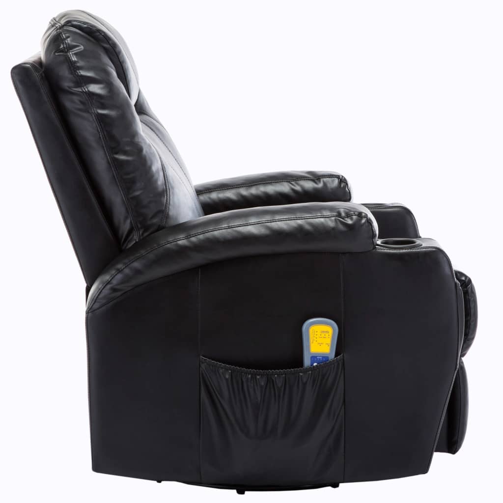 vidaXL Масажен стол с люлееща функция, черен, изкуствена кожа