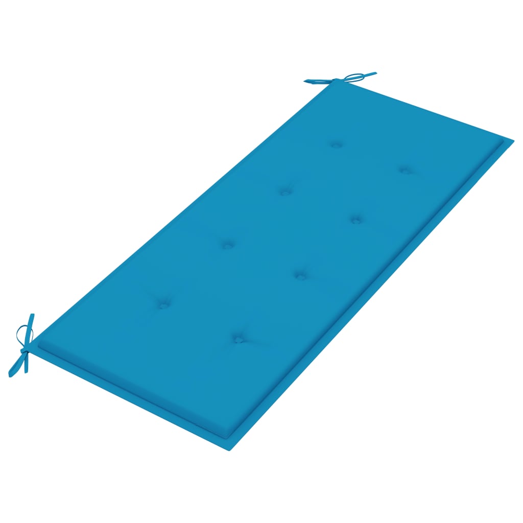 vidaXL Пейка Батавия със синя възглавница, 120 см, тик масив