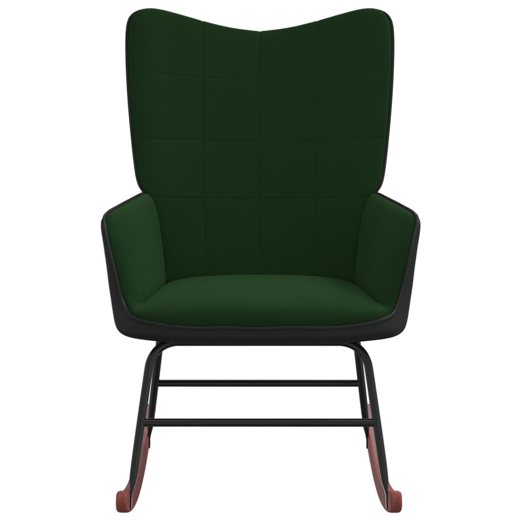 vidaXL Люлеещ се стол, тъмнозелен, кадифе и PVC