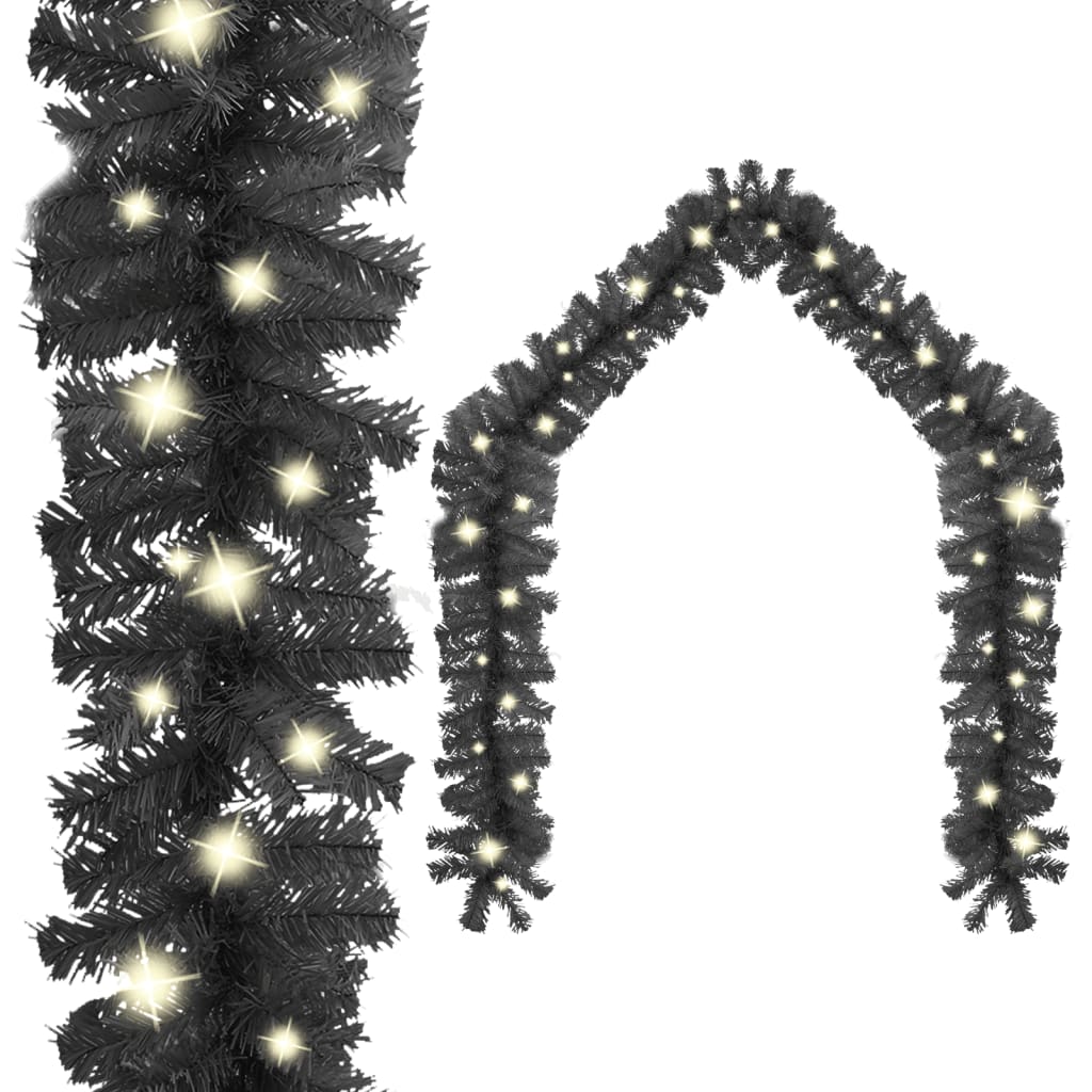 vidaXL Коледен гирлянд с LED лампички, 5 м, черен