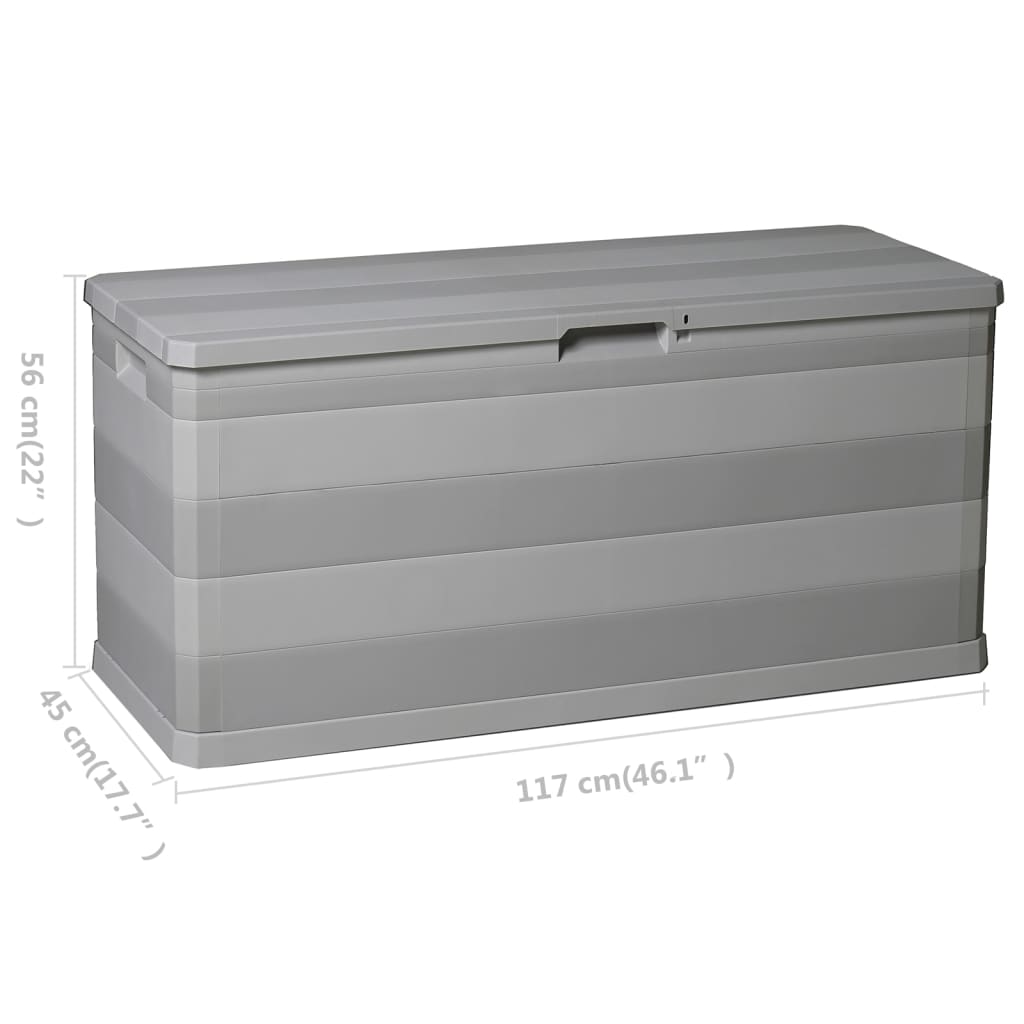 vidaXL Градинска кутия за съхранение, сива, 117x45x56 см