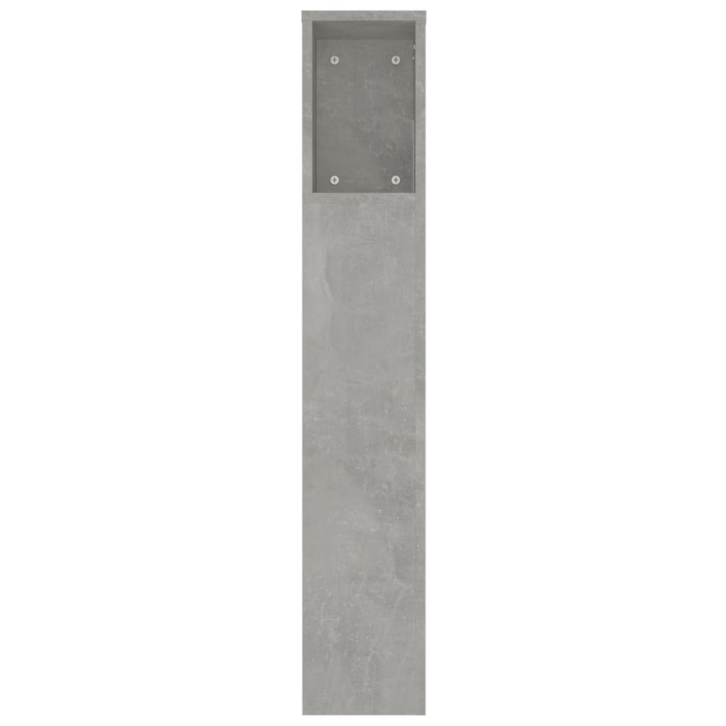 vidaXL Табла за легло тип шкаф, бетонно сива, 220x18,5x104,5 см