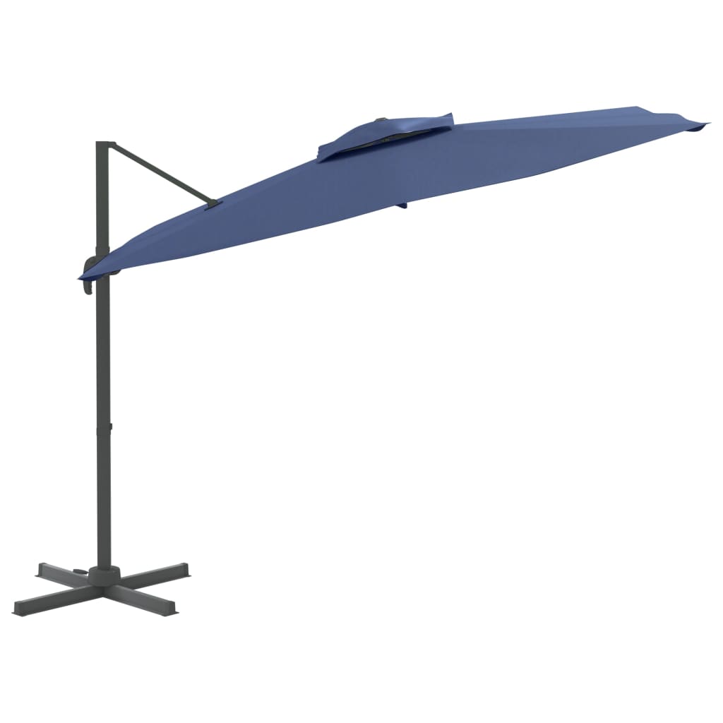 vidaXL Конзолен чадър с двоен покрив, лазурносин, 400x300 см