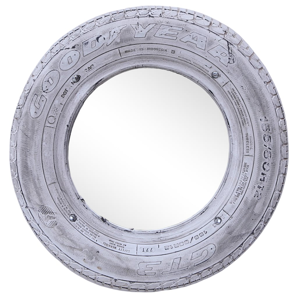 vidaXL Огледало, бяло, 50 см, рециклирана гума
