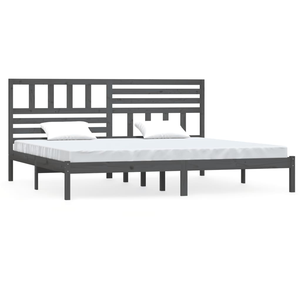 vidaXL Рамка за легло, сива, бор масив, 200х200 см