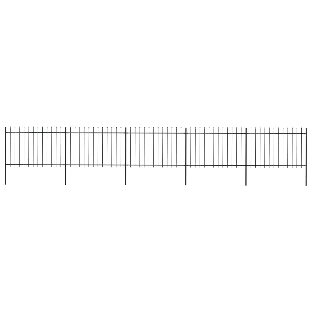 vidaXL Градинска ограда с пики, стомана, 8,5x1,2 м, черна