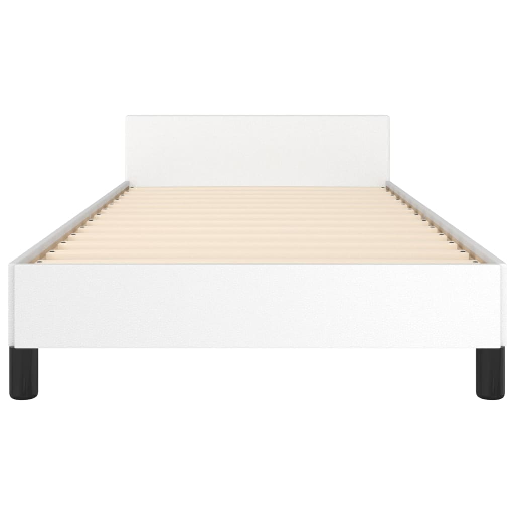 vidaXL Рамка за легло с табла, бяла, 90x200 см, изкуствена кожа