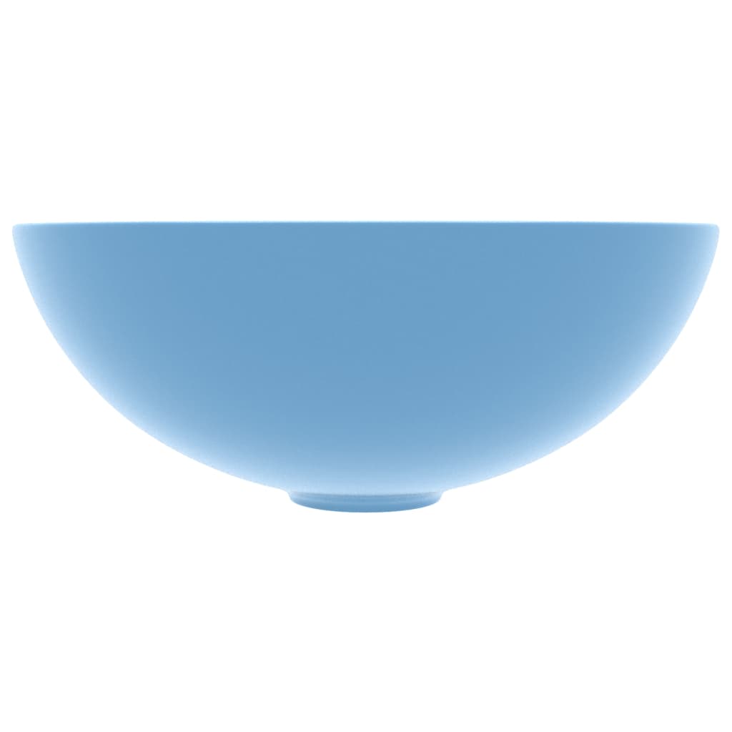 vidaXL Керамична мивка за баня, светлосиня, кръгла
