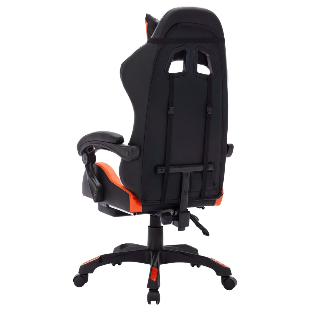 vidaXL Геймърски стол RGB LED оранжево/черно изкуствена кожа