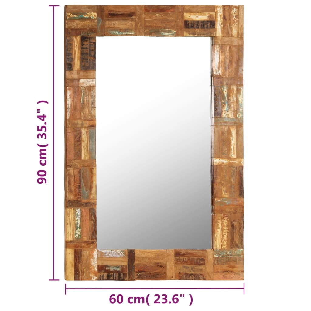vidaXL Огледало за стена, регенерирано дърво масив, 60x90 cм