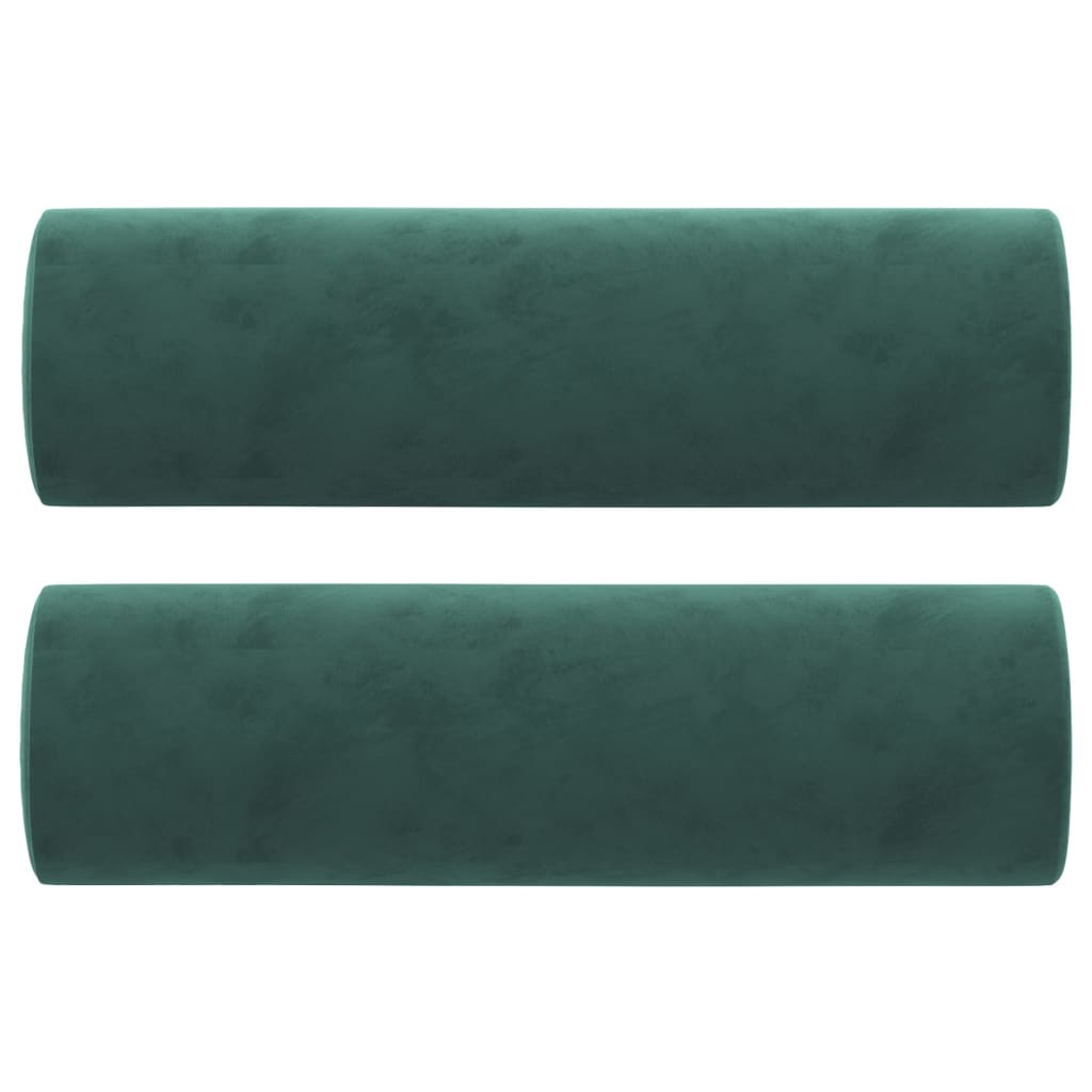 vidaXL Декоративни възглавници, 2 бр, тъмнозелени, Ø15x50 см, кадифе