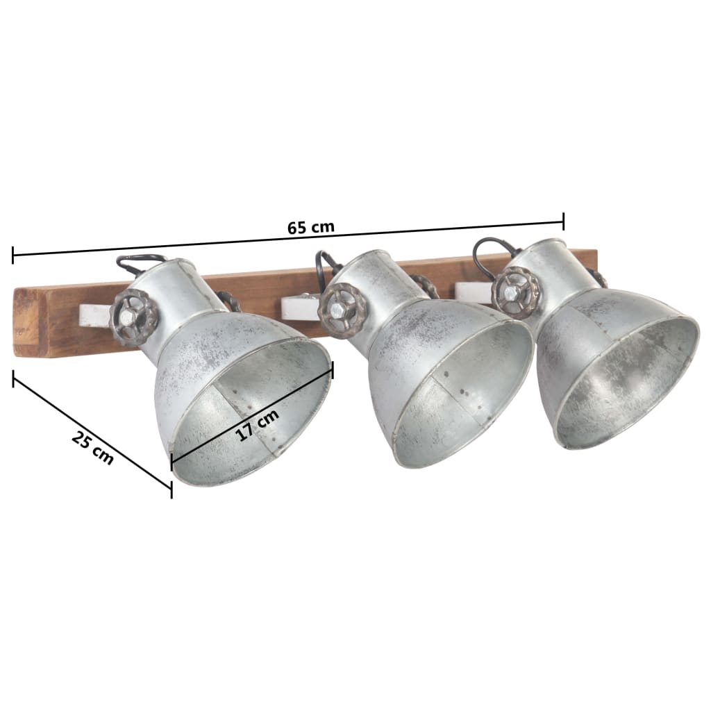vidaXL Индустриална стенна лампа сребриста 65x25 см E27