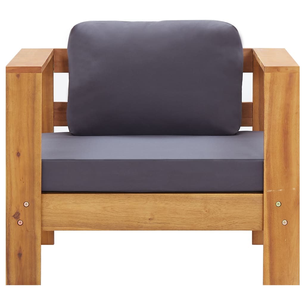 vidaXL Градинско кресло с тъмносива възглавница, акация масив