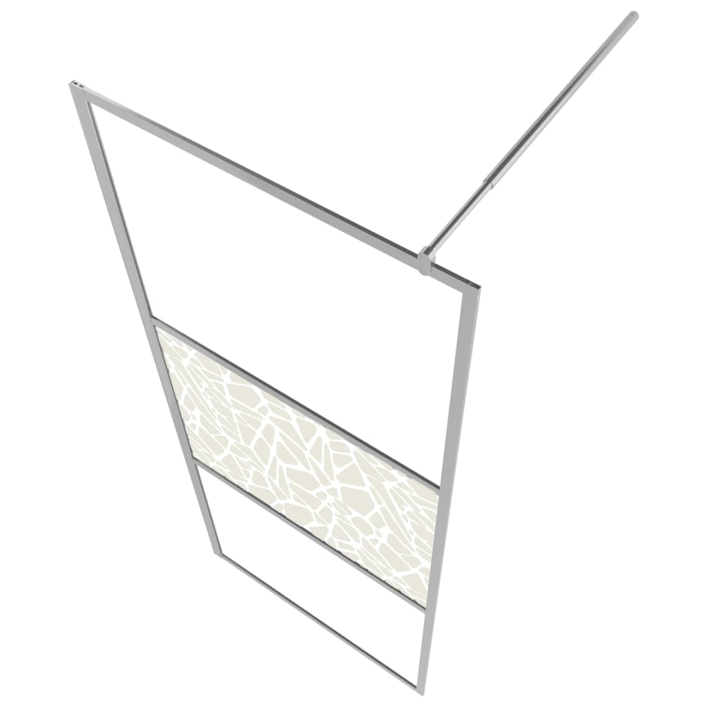 vidaXL Стена за душ, ESG стъкло с дизайн на камъни, 80x195 см
