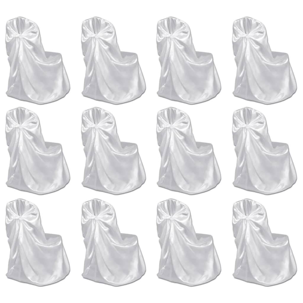 vidaXL Сватбени калъфи за столове, 12 бр, бели