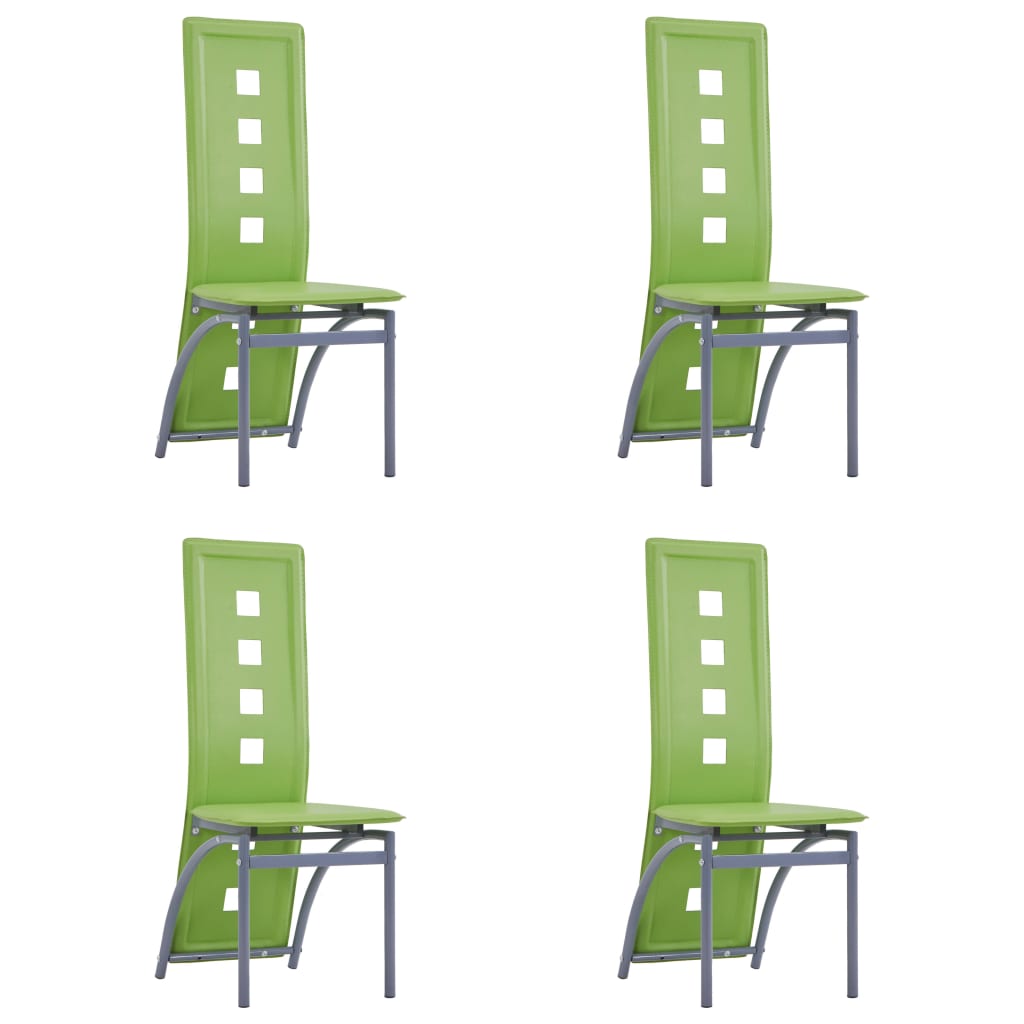 vidaXL Трапезни столове, 4 бр, зелени, изкуствена кожа