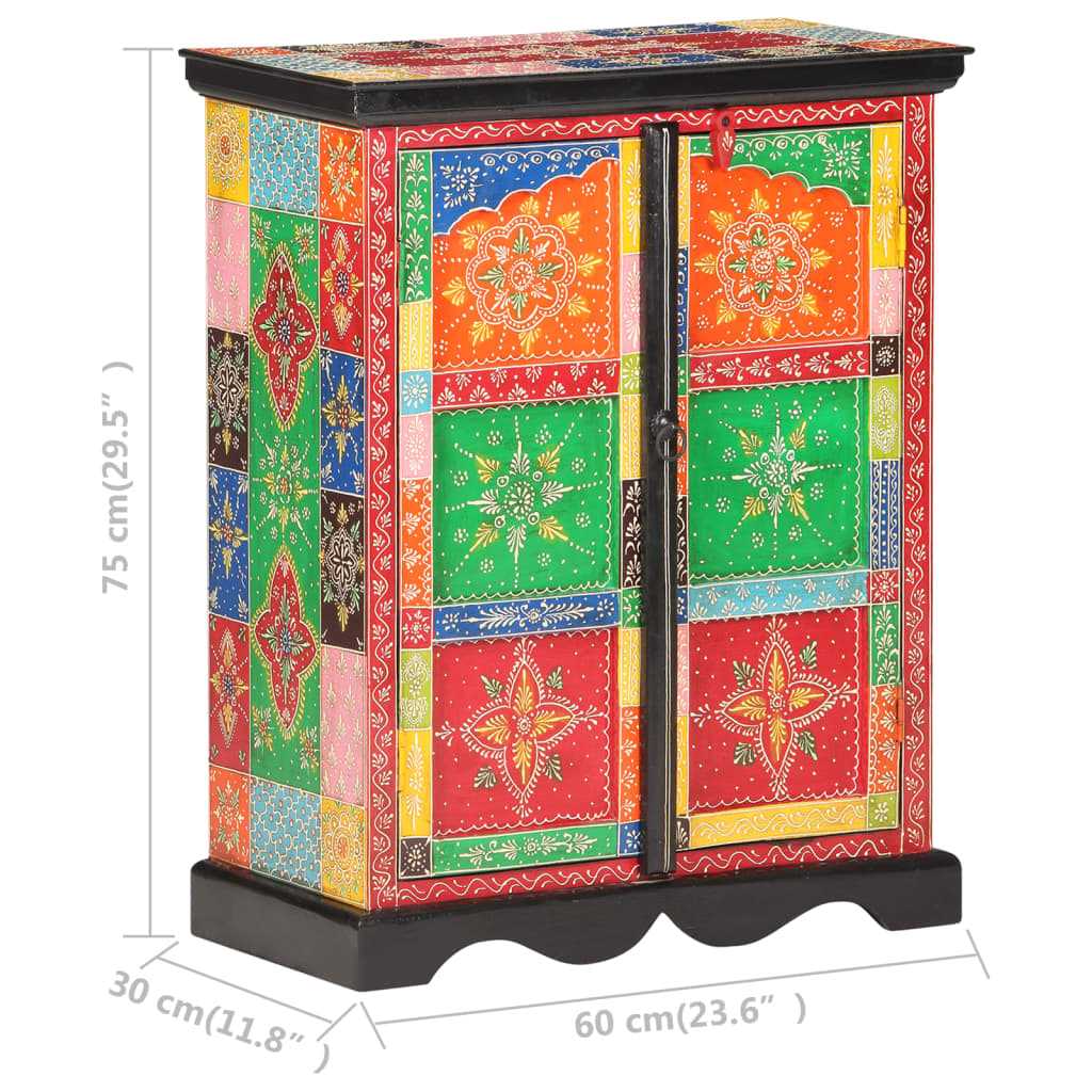 vidaXL Ръчно декориран шкаф, 60x30x75 см, мангово дърво масив