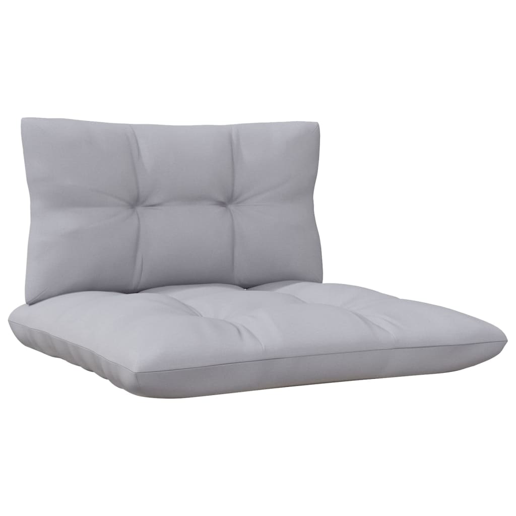vidaXL 3-местен градински диван със сиви възглавници, бор масив