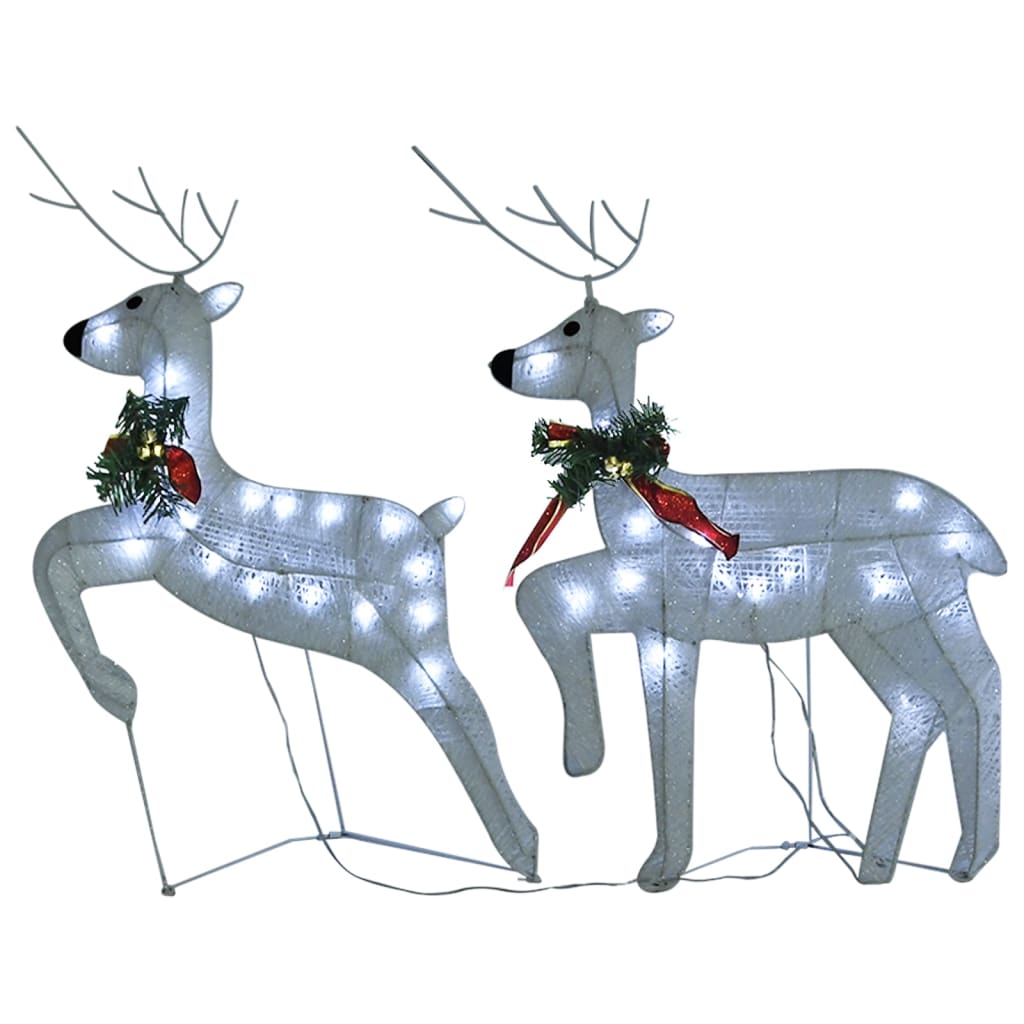 vidaXL Коледна украса елен и шейна, 140 LED, за открито, бяло