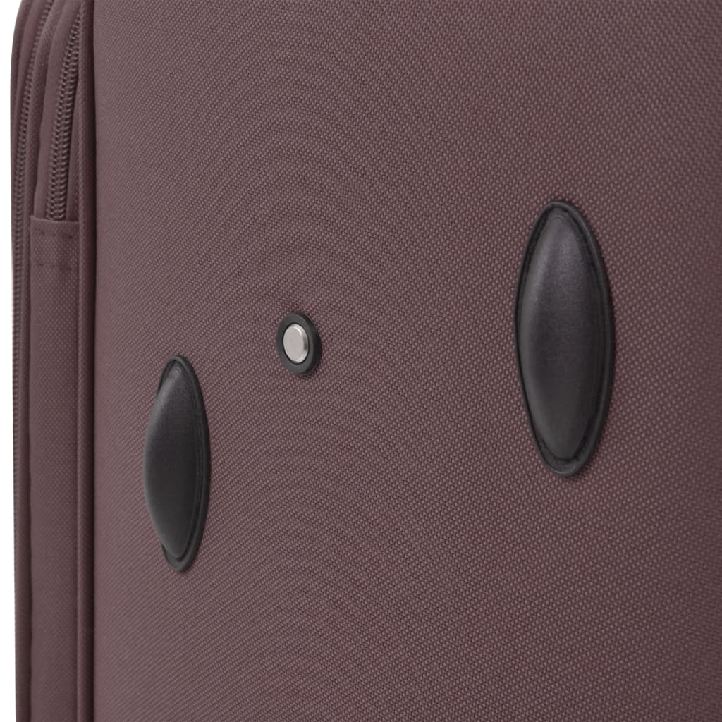 vidaXL Комплект от 3 броя меки куфари на колелца, цвят кафе