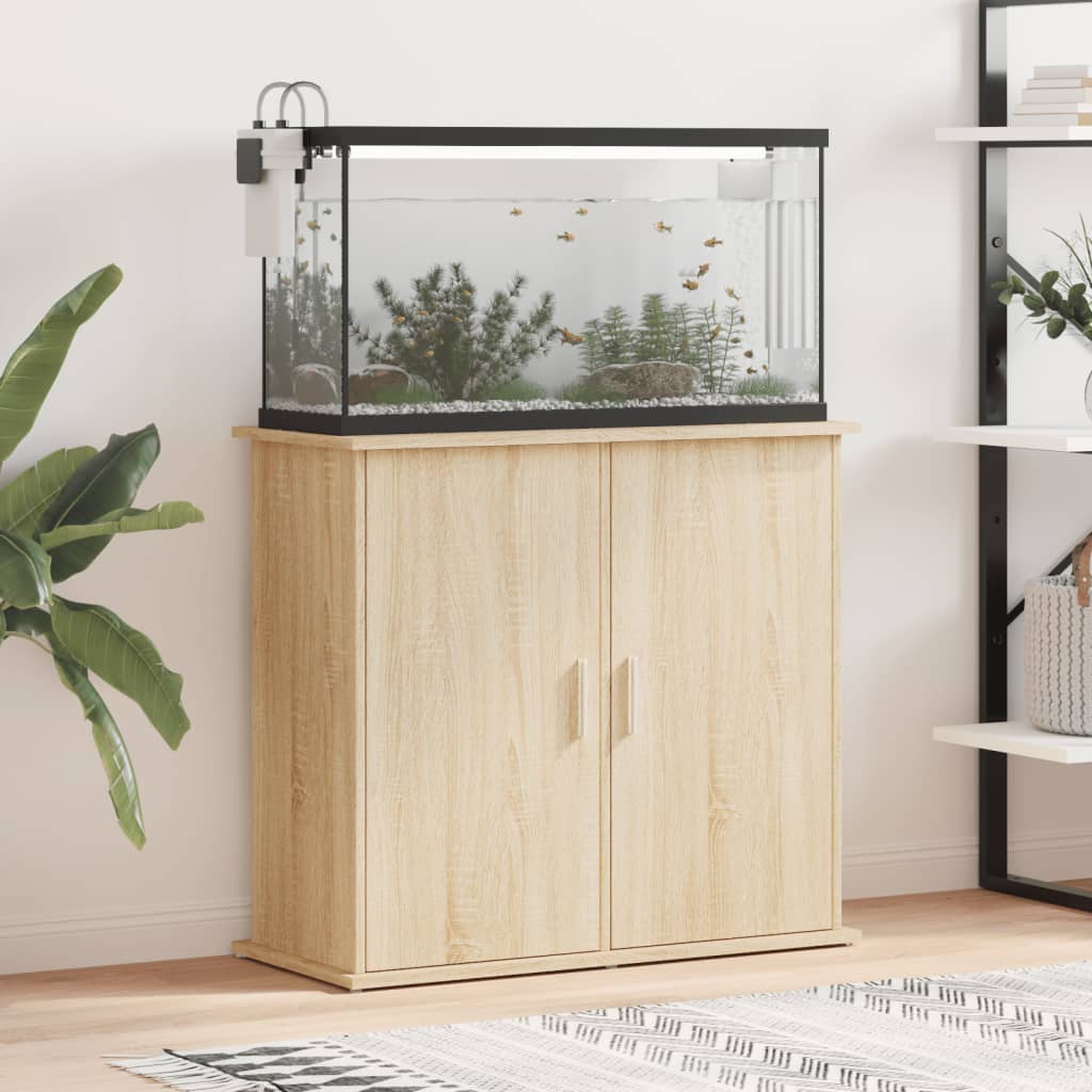vidaXL Поставка за аквариум, сонома дъб, 81x36x73 см, инженерно дърво
