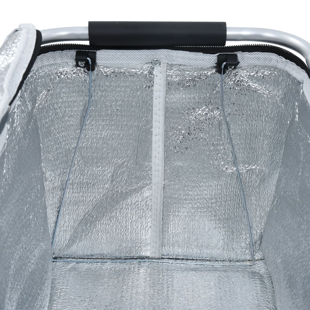 vidaXL Сгъваема хладилна чанта, сива, 46x27x23 см, алуминий