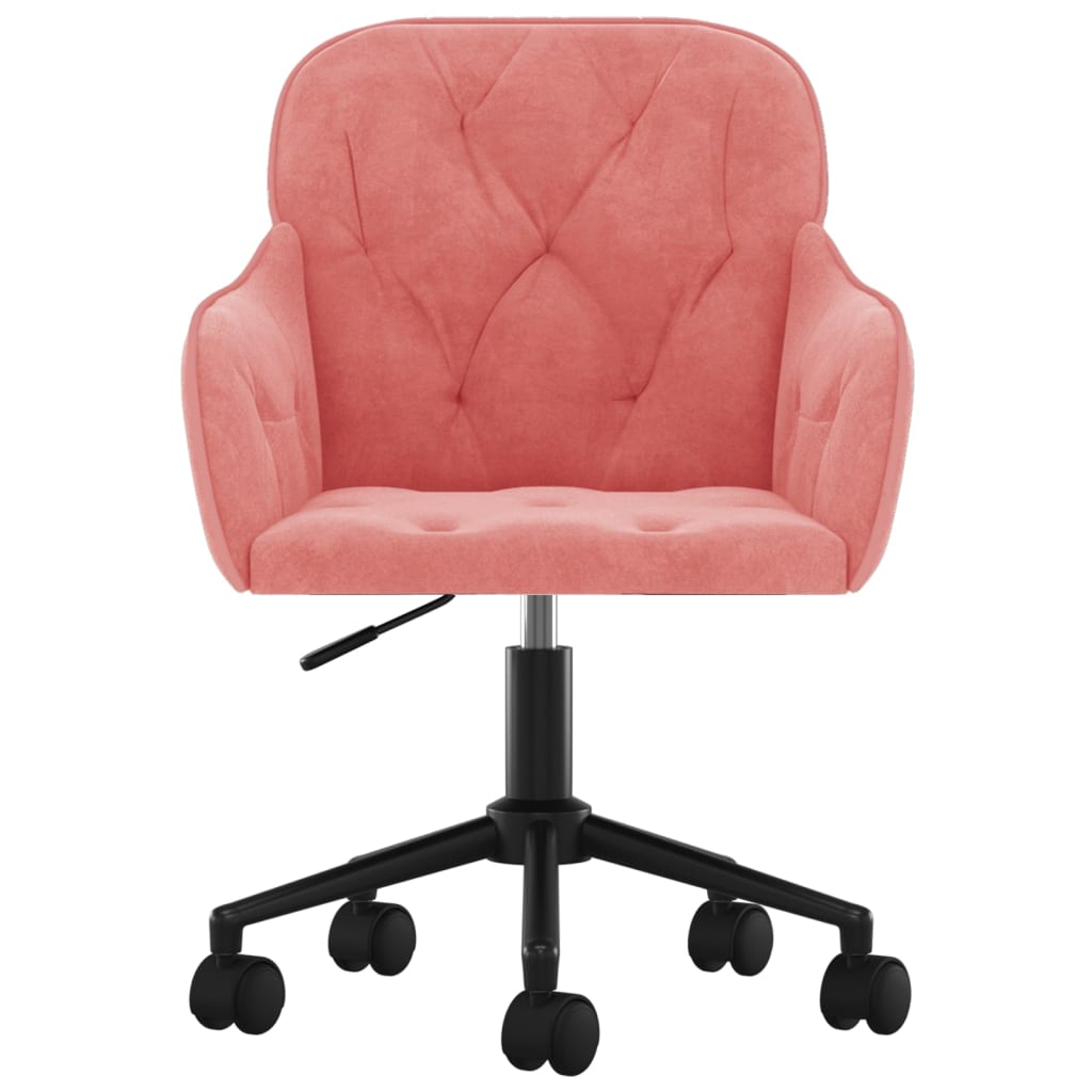 vidaXL Въртящ се офис стол, розов, кадифе