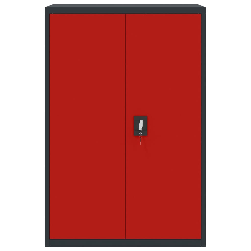 vidaXL Шкаф за папки антрацит и червено 90x40x140 см стомана