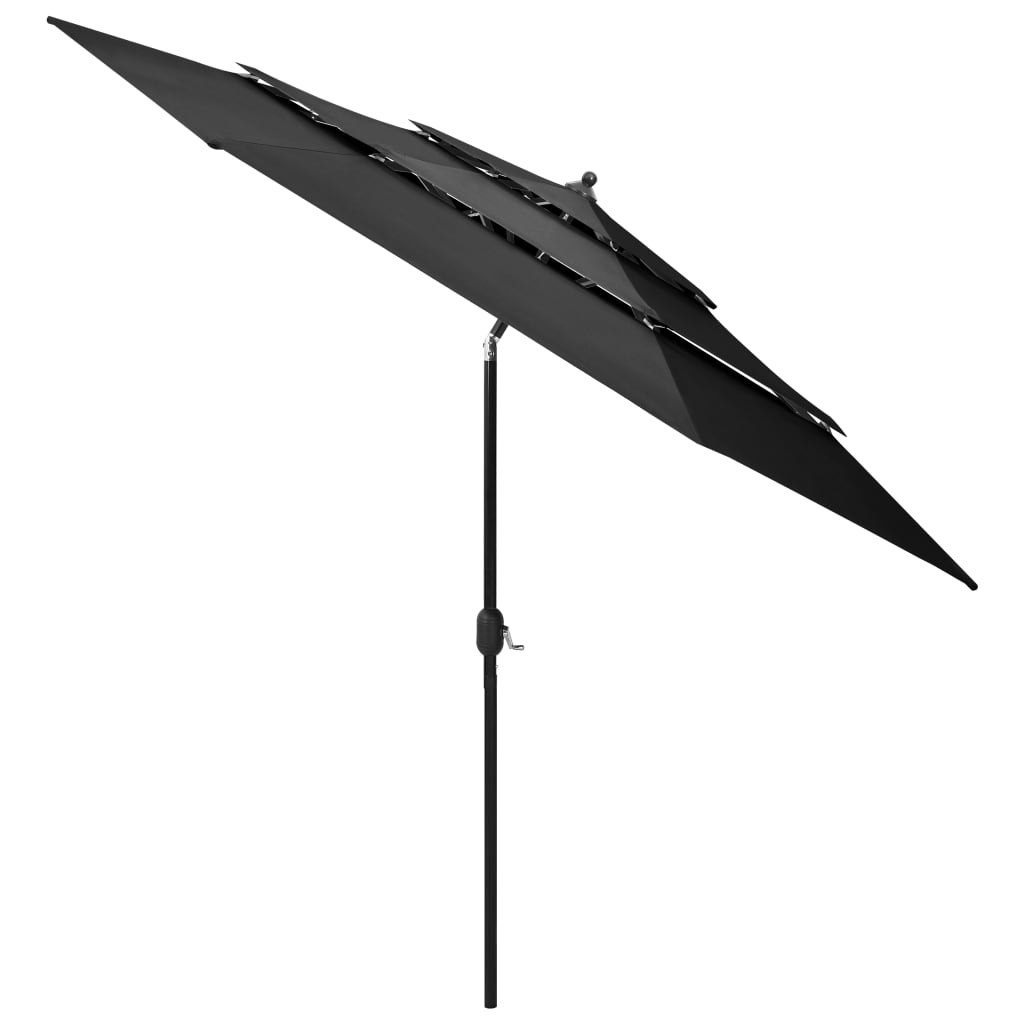 vidaXL Градински чадър на 3 нива с алуминиев прът, антрацит, 3 м