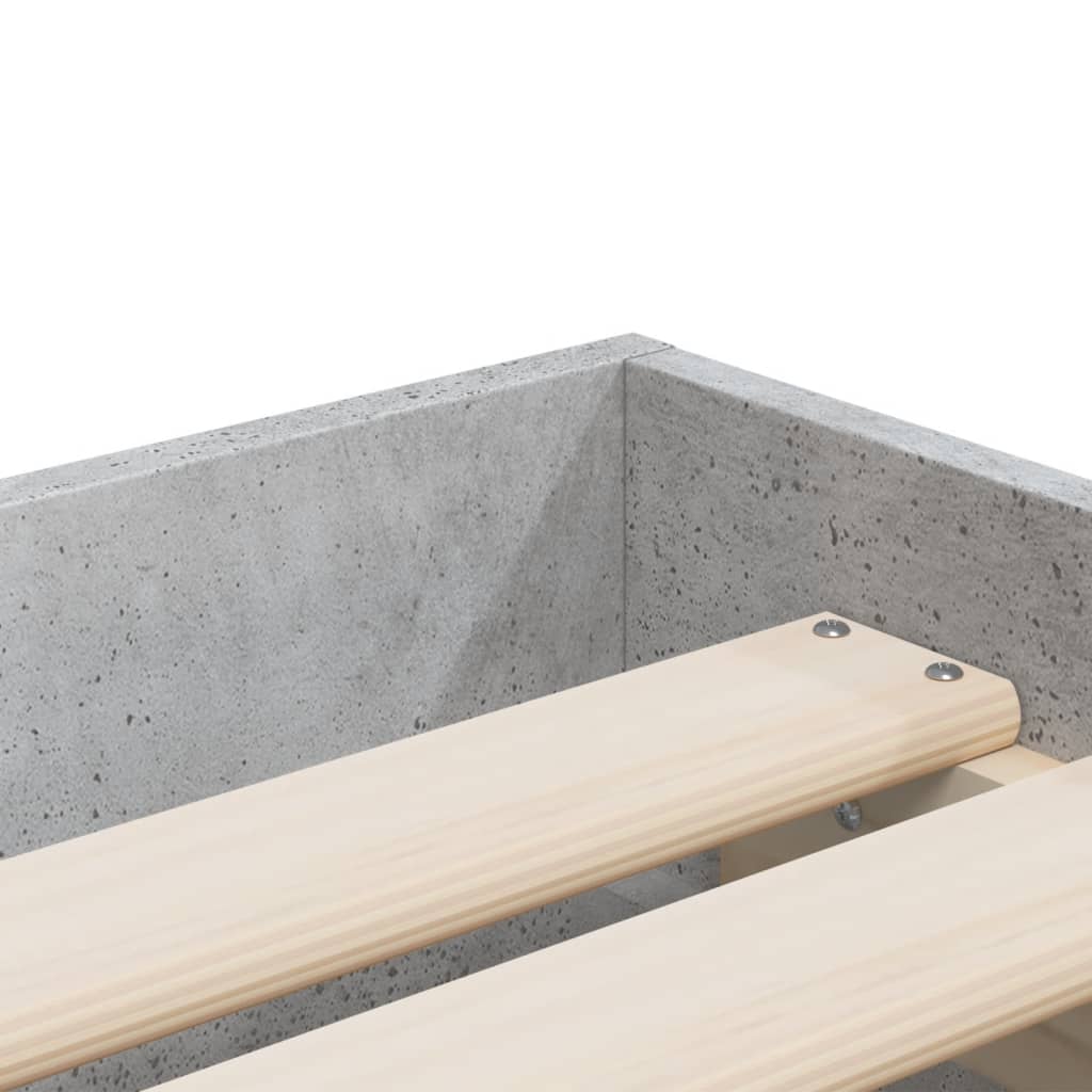 vidaXL Рамка за легло с чекмеджета, бетонно сива, 75x190 см