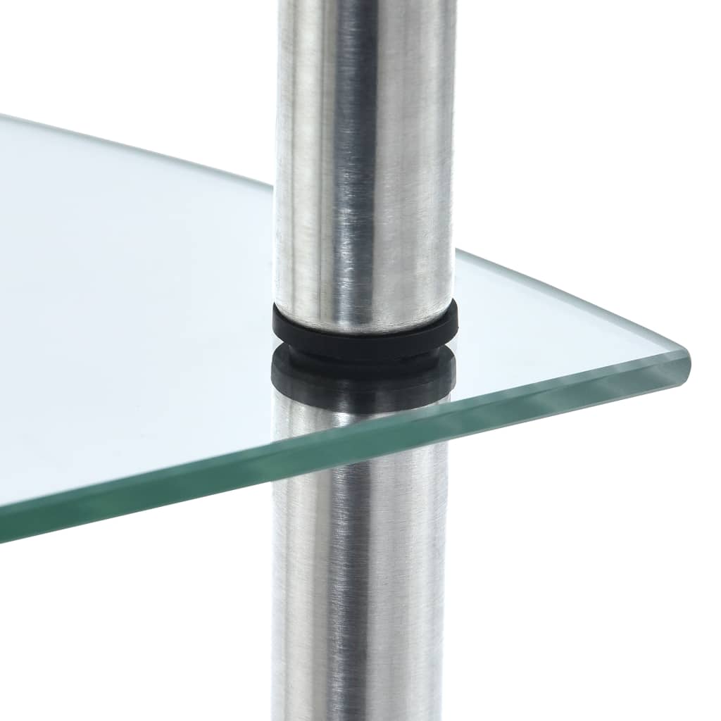 vidaXL Етажерка с 5 рафта, прозрачна, 30x30x130 см, закалено стъкло