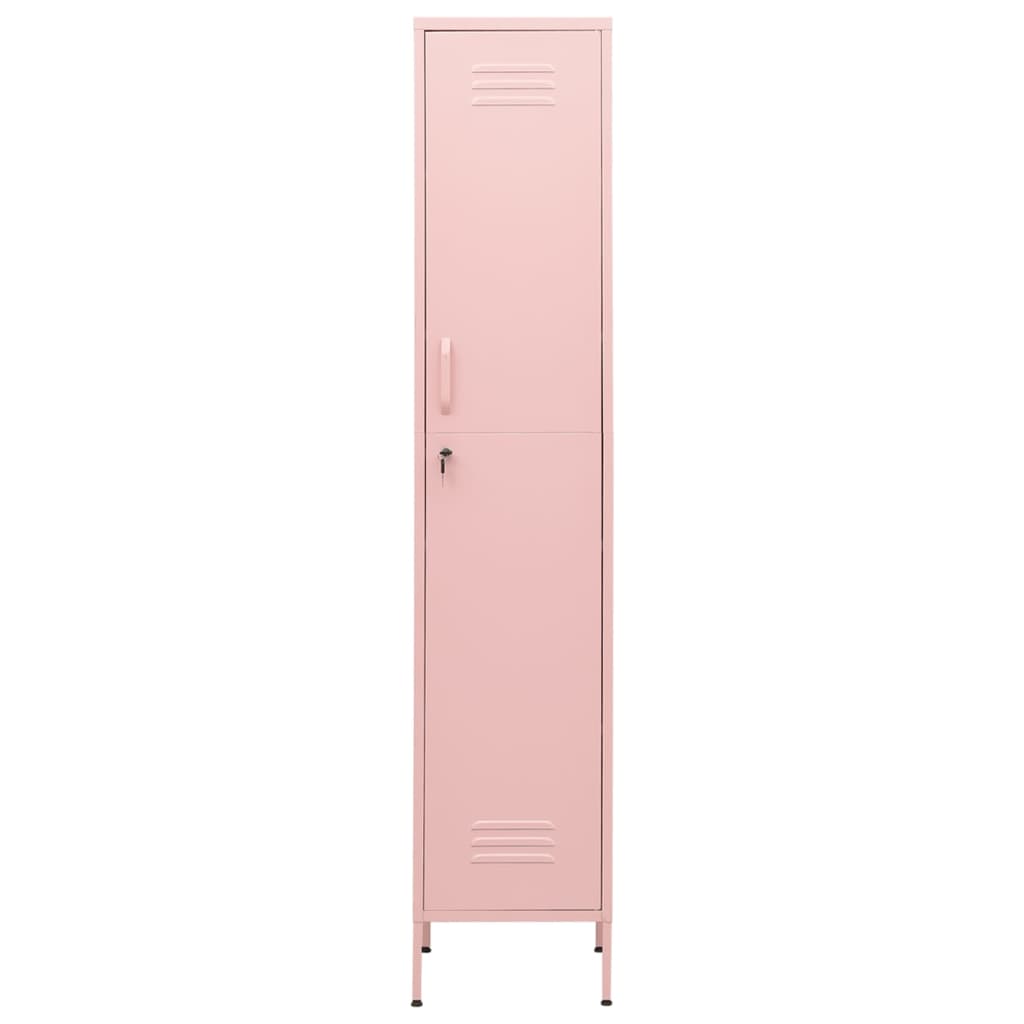 vidaXL Шкаф със заключване, розов, 35x46x180 см, стомана