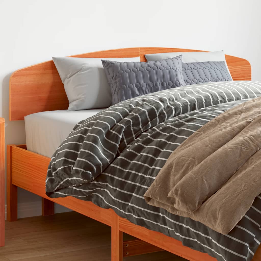 vidaXL Горна табла за легло, восъчнокафява, 150 см, масивно дърво бор