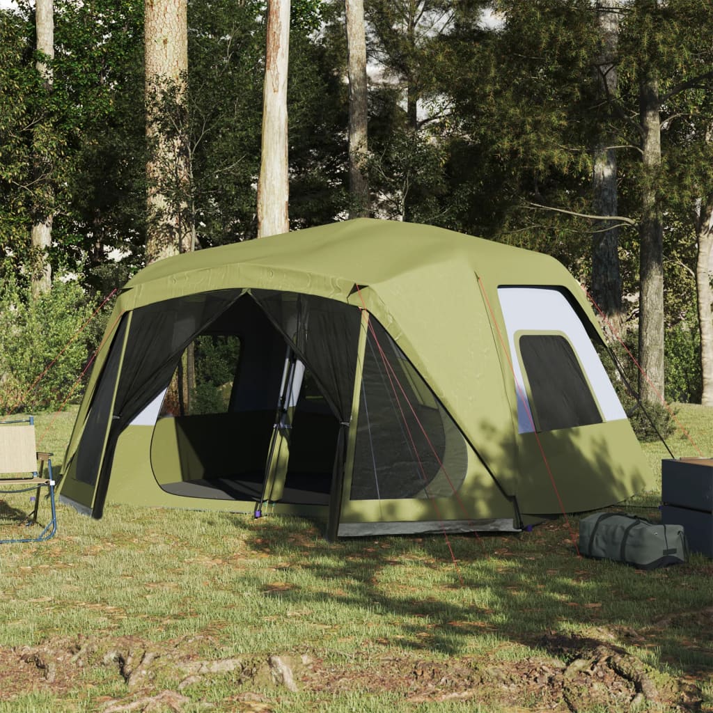 vidaXL Семейна палатка 10 души зелен бързо освобождаване водоустойчива