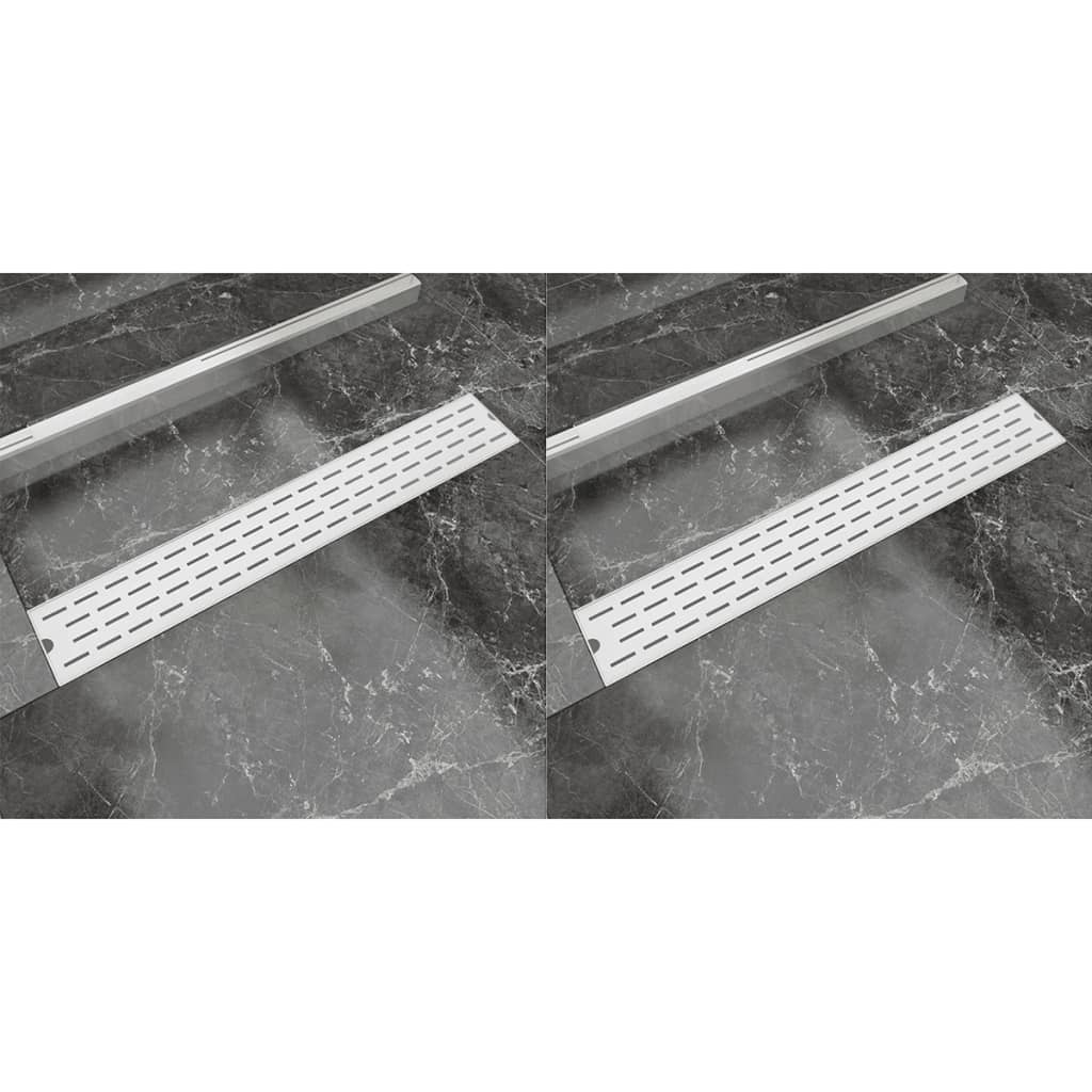 vidaXL Линейни сифони, 2 бр, линии, 730x140 мм, неръждаема стомана