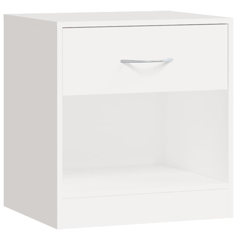 vidaXL Нощно шкафче с чекмедже, 2 бр, цвят бял