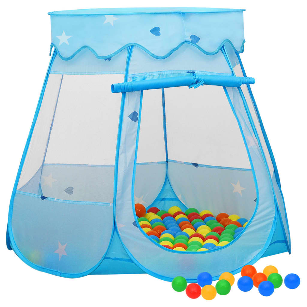 vidaXL Детска палатка за игра с 250 топки, синя, 102x102x82 см