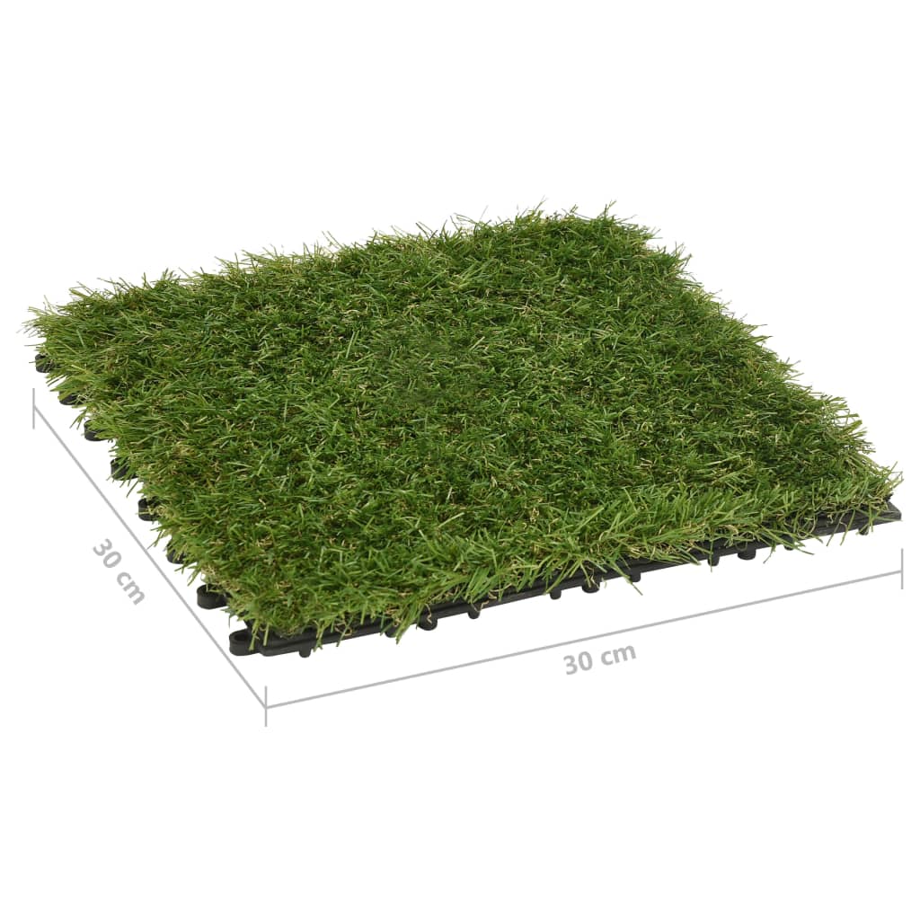 vidaXL Плочки изкуствена трева, 22 бр, зелени, 30x30 см