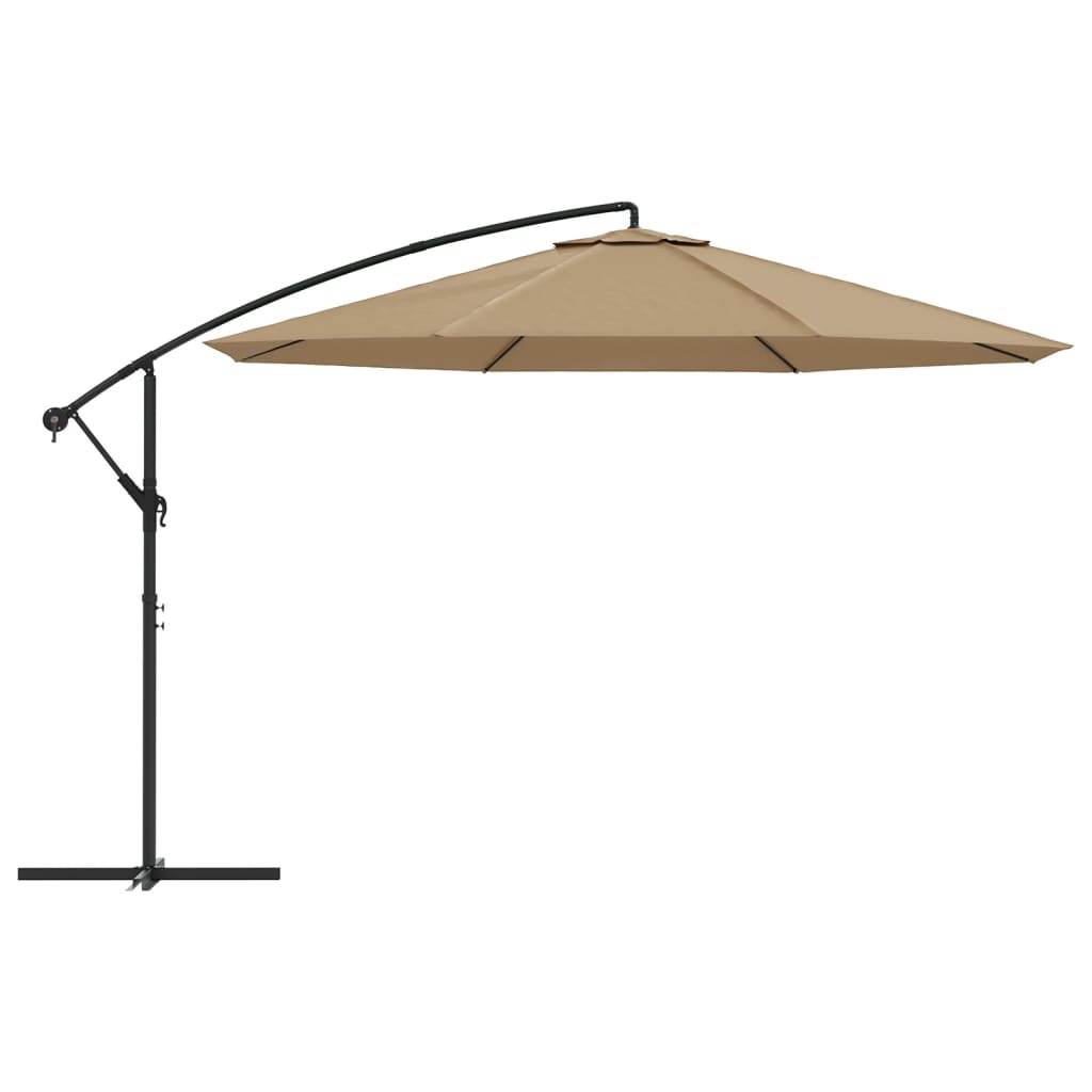 vidaXL Градински чадър с чупещо рамо и алуминиев прът, 350 см, таупе