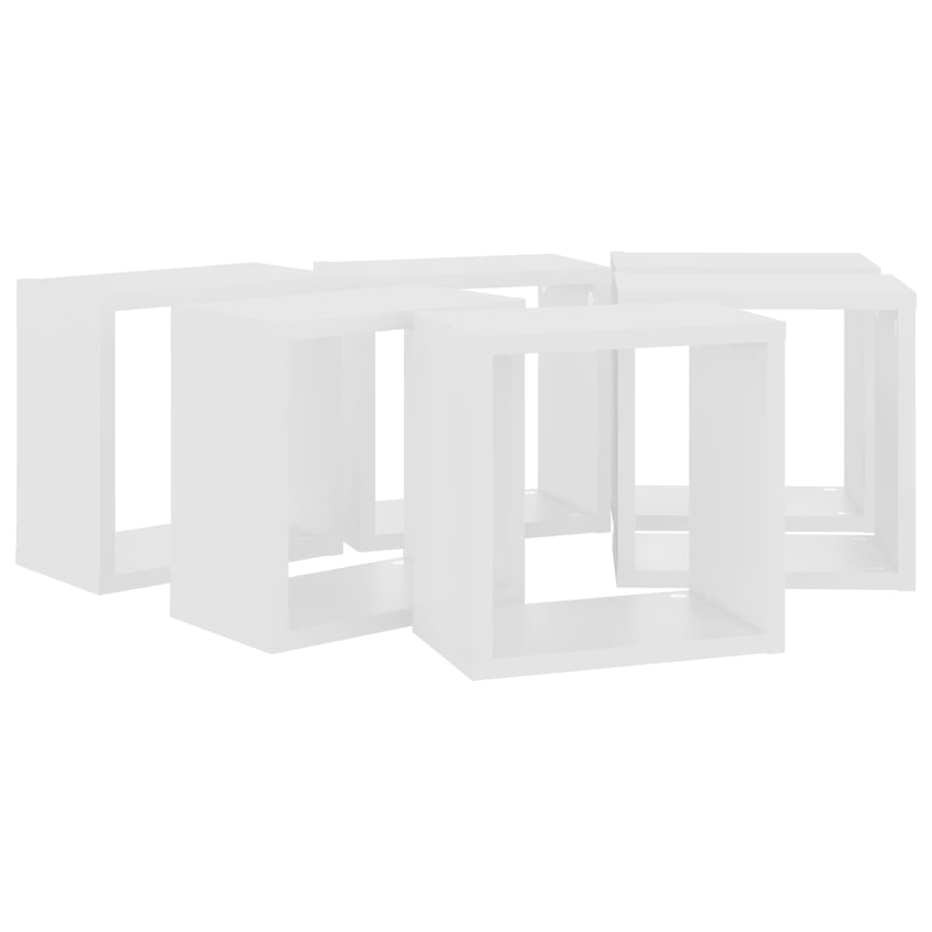 vidaXL Стенни кубични рафтове, 6 бр, бели, 26x15x26 см